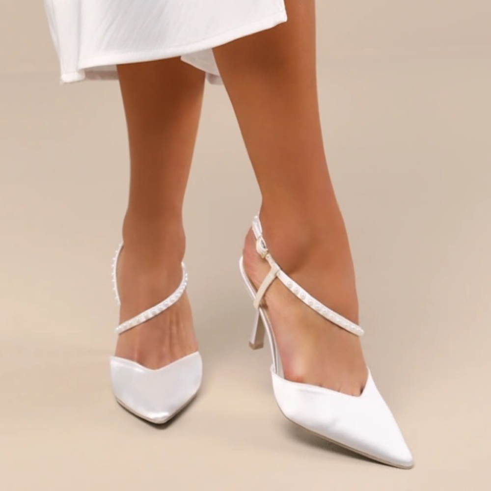 Dolce Vita KAMRA Pearl White Slingback Heels